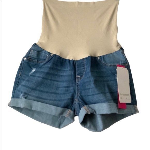 Blue Savvy Maternity Distressed Full Panel Shorts XL - Picture 8 of 8